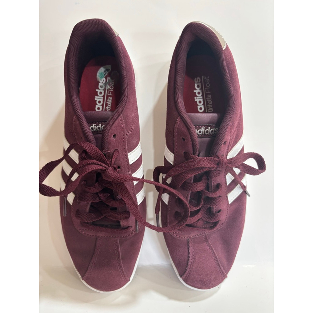 Adidas VL Court 3.0 Burgundy & White Suede Sneakers